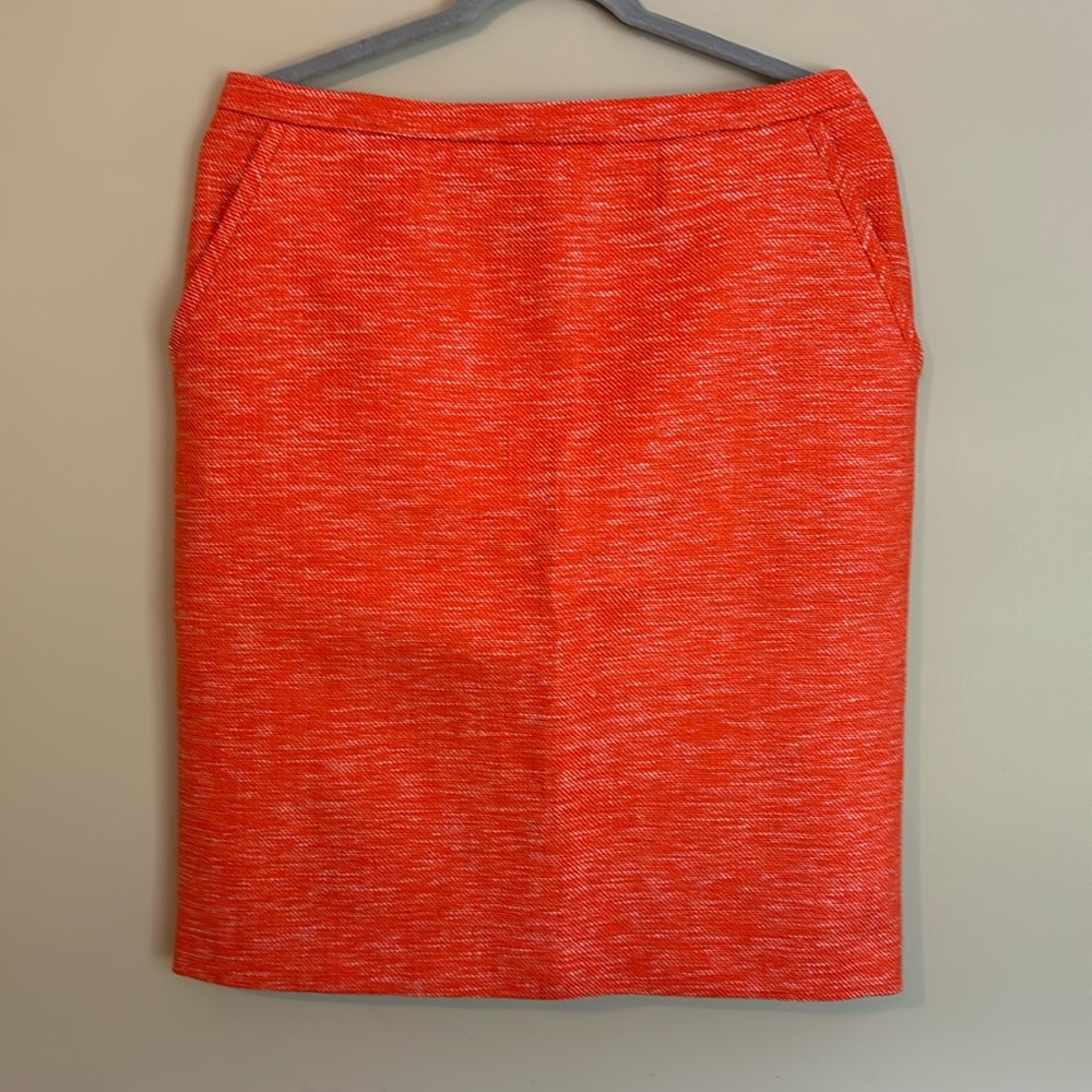 Anne Klein orange tweed pencil skirt, size 8